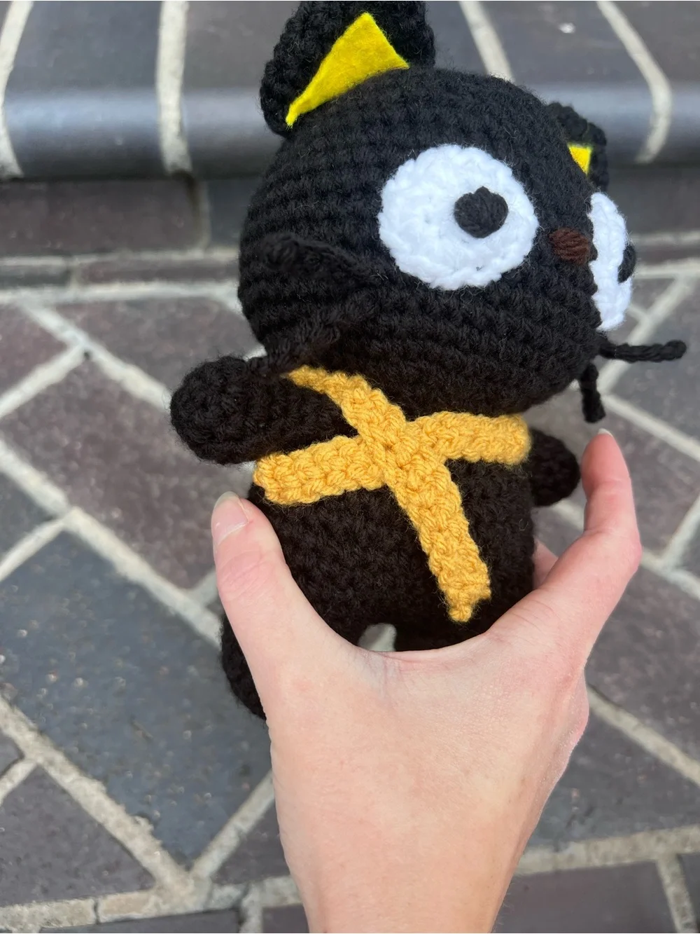 Hand Crocheted Felix the Stylish Black Cat Stuffed Animal Plushie!